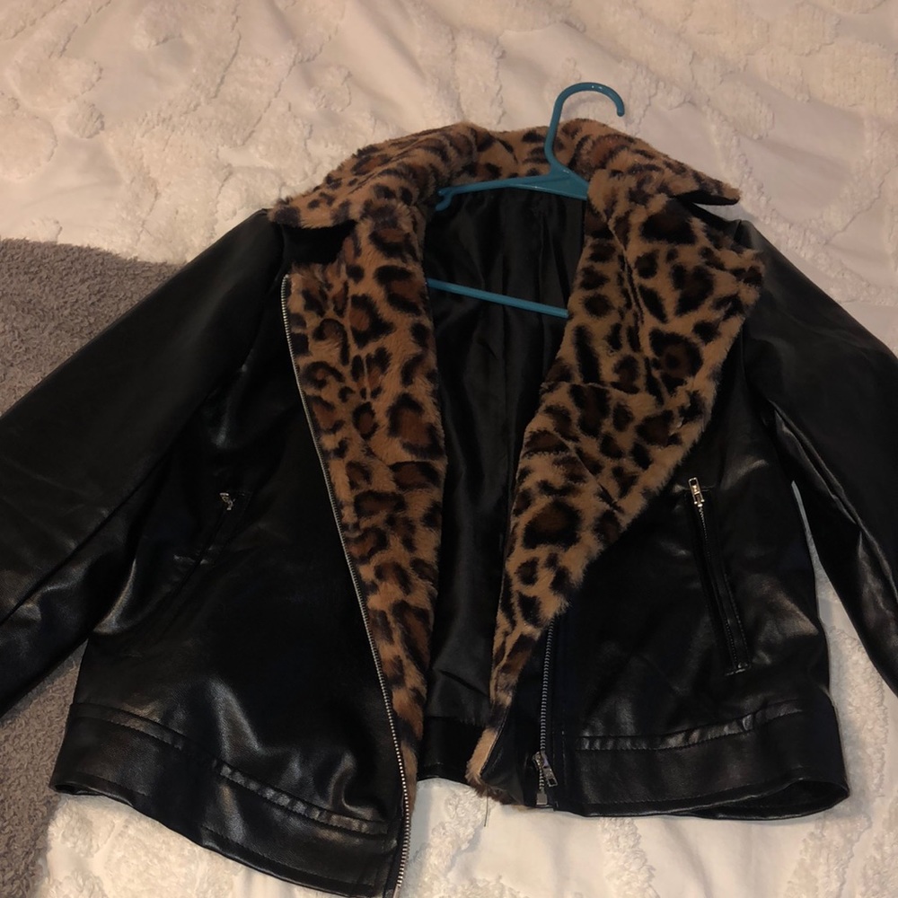 Leather and cheetah jacket